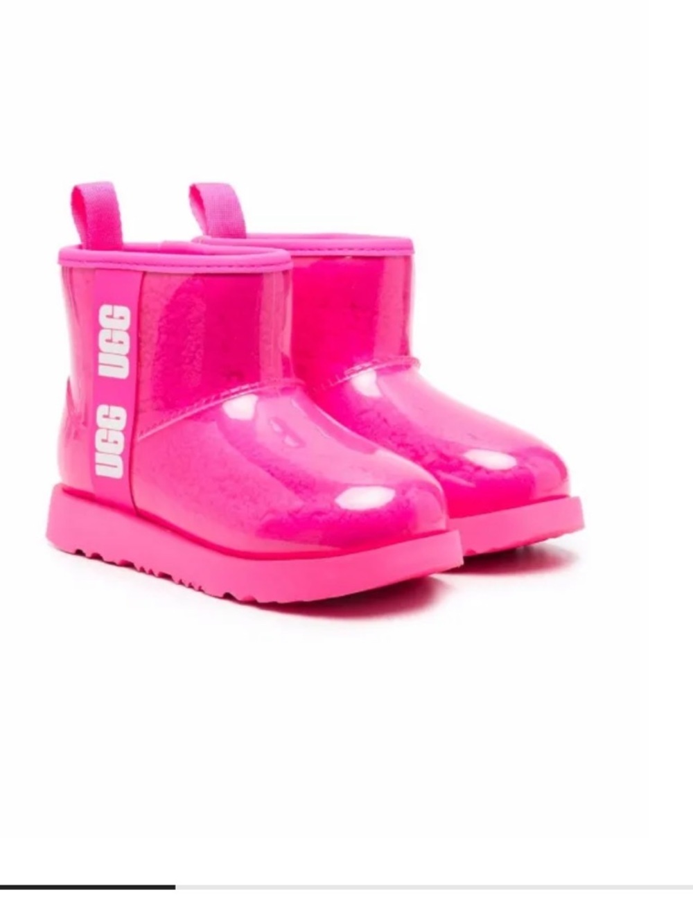 UGG Kids Classic Mini II Shearling Rain Boots Pink Size 3 Waterproof